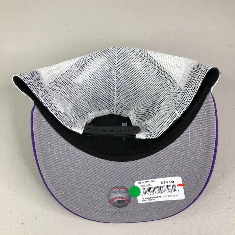 New Era Colorado Rockies Hat Cap 9Fifty Snapback Black Purple MLB Baseball Patch